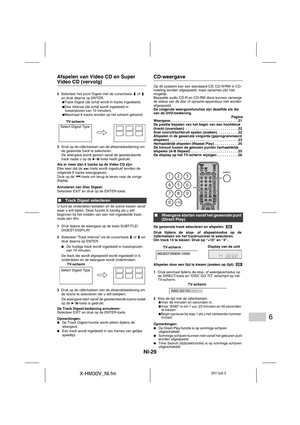 Cd-weergave, Nl-29, X-hm30v_nl.fm | Afspelen van video cd en super video cd (vervolg) | Pioneer X-HM30V-S User Manual | Page 249 / 268