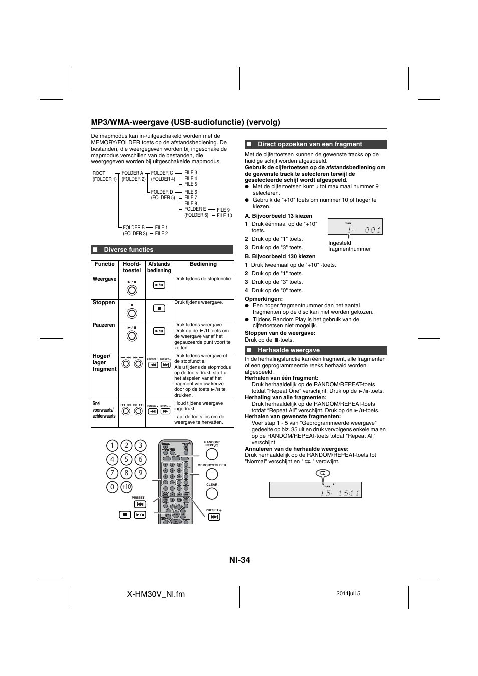 Nl-34, X-hm30v_nl.fm, Mp3/wma-weergave (usb-audiofunctie) (vervolg) | Pioneer X-HM30V-S User Manual | Page 254 / 268