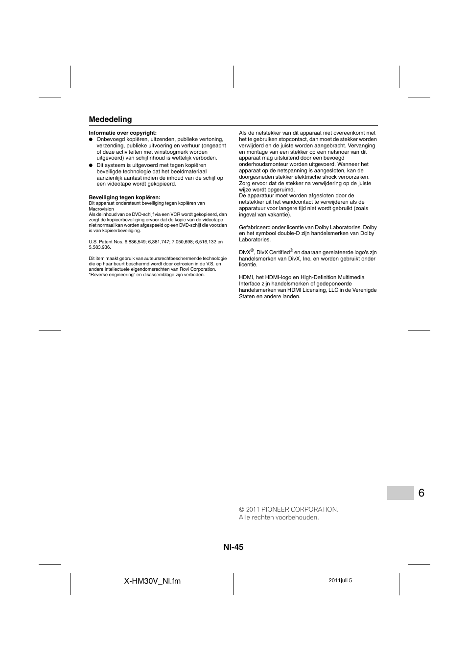 Bericht | Pioneer X-HM30V-S User Manual | Page 265 / 268