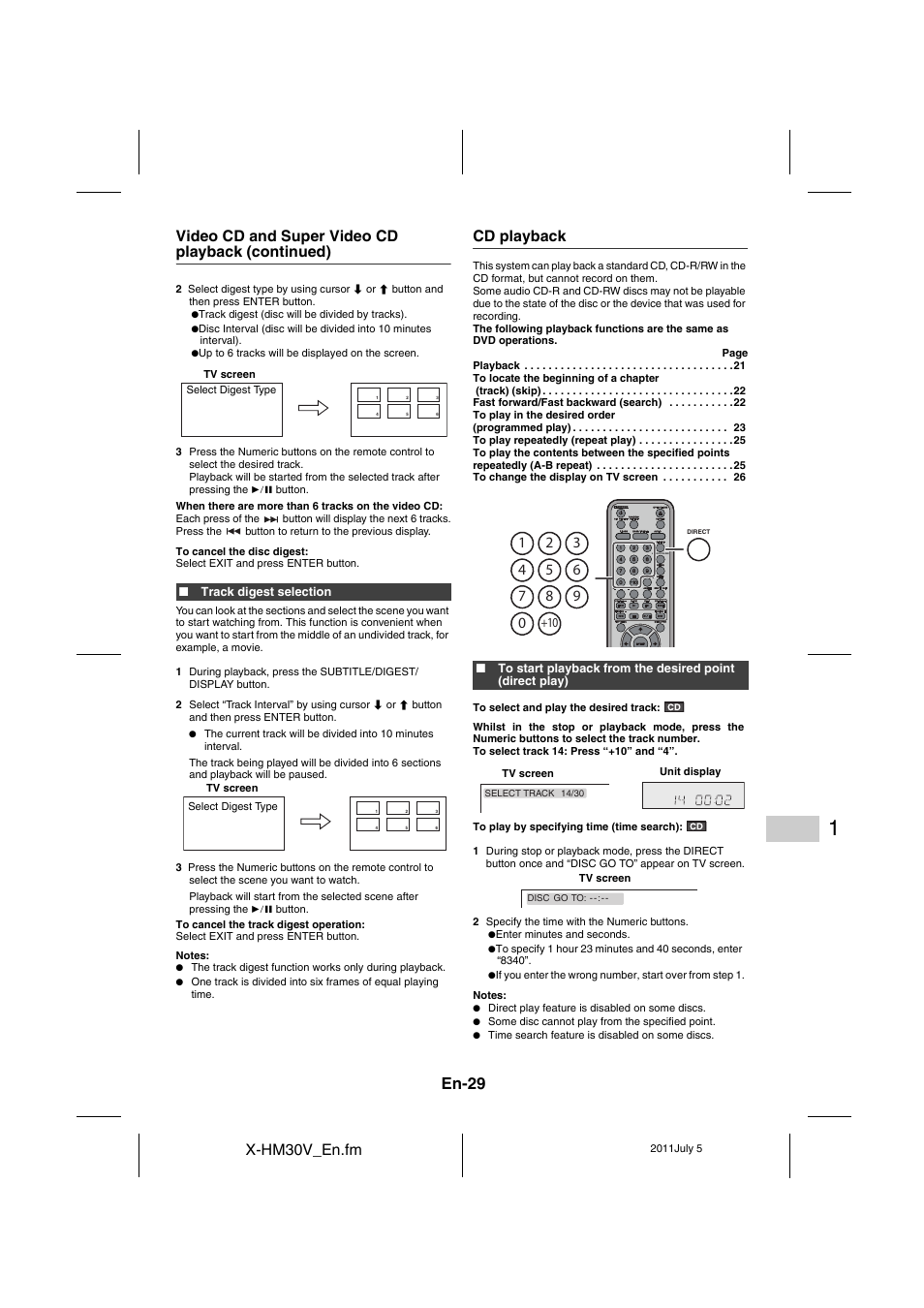 Cd playback, En-29, X-hm30v_en.fm | Video cd and super video cd playback (continued) | Pioneer X-HM30V-S User Manual | Page 29 / 268