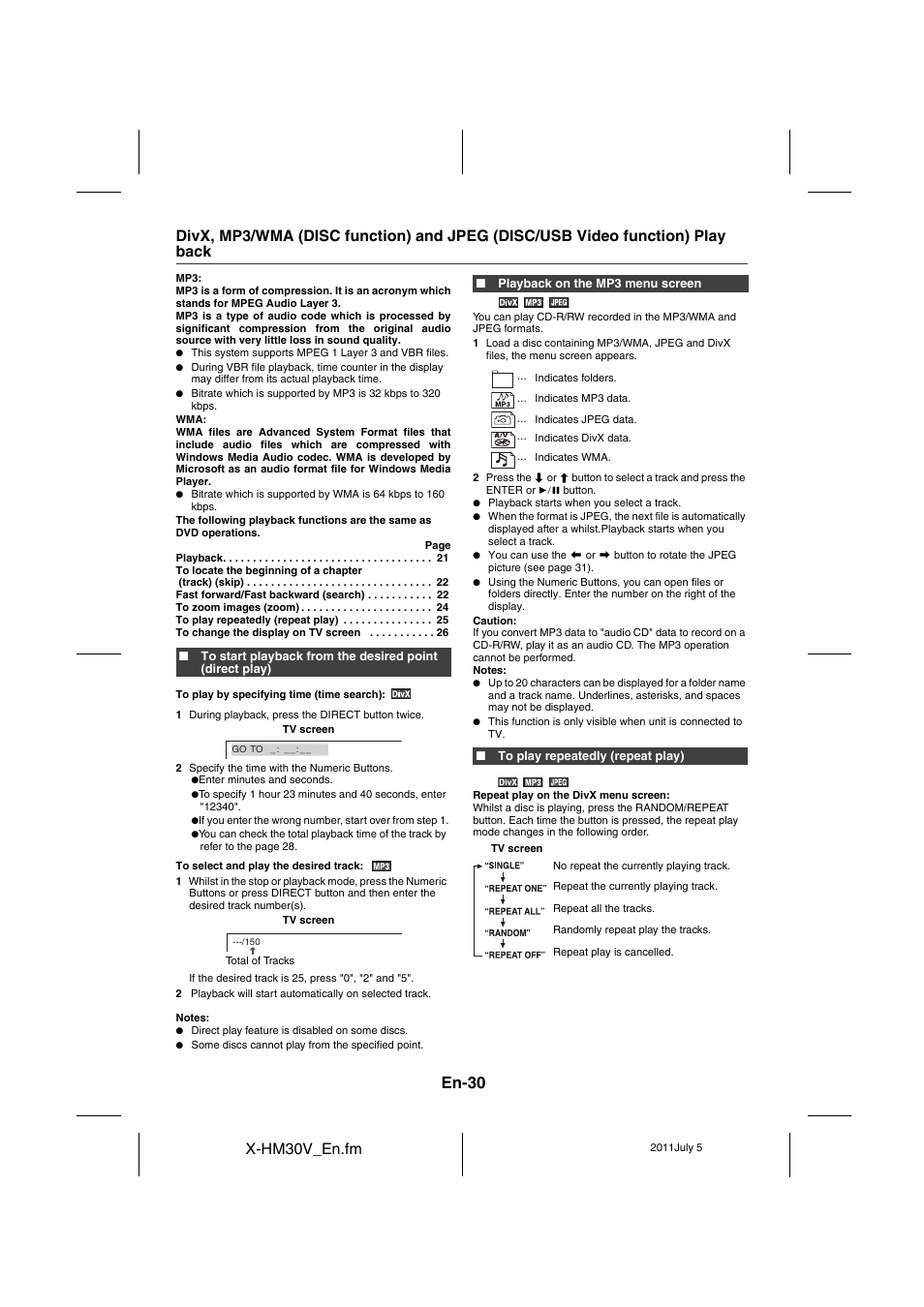 Function) play back - 32, En-30 | Pioneer X-HM30V-S User Manual | Page 30 / 268