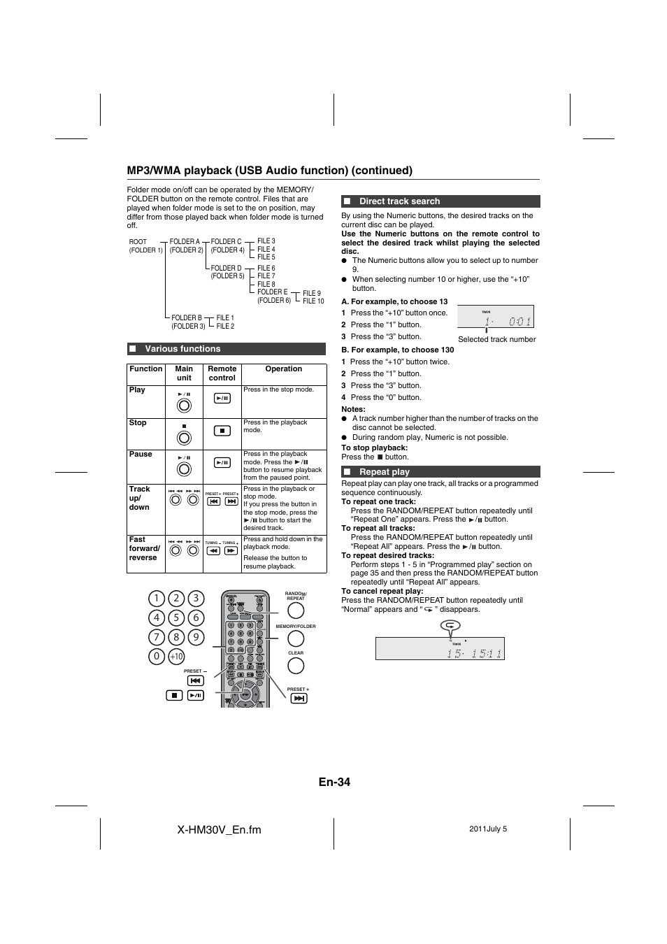 En-34, X-hm30v_en.fm, Mp3/wma playback (usb audio function) (continued) | Pioneer X-HM30V-S User Manual | Page 34 / 268