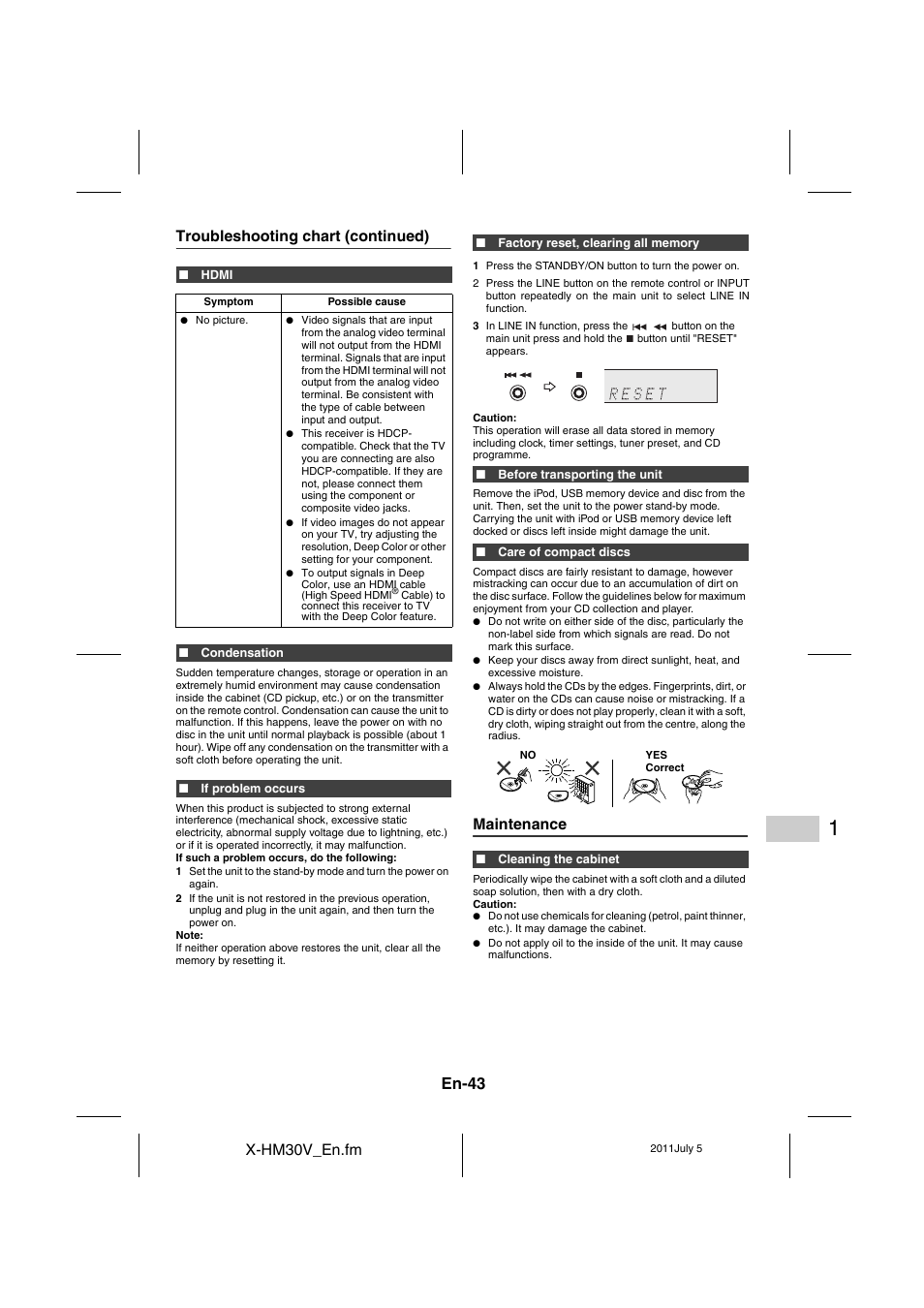 Maintenance, En-43 | Pioneer X-HM30V-S User Manual | Page 43 / 268