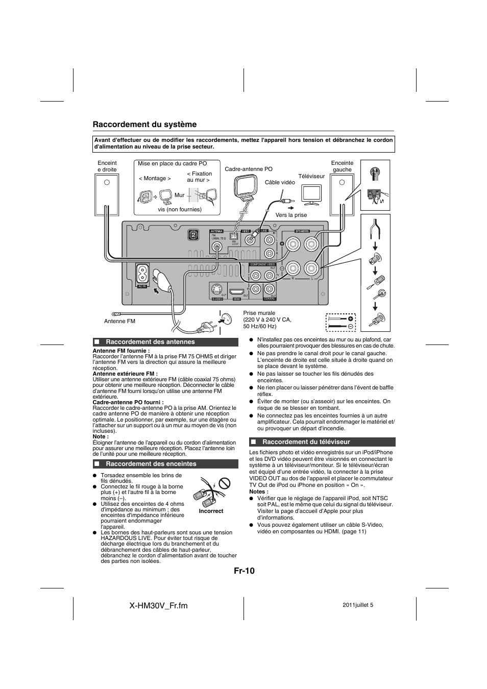 Raccordement du système - 12, Fr-10, X-hm30v_fr.fm | Raccordement du système | Pioneer X-HM30V-S User Manual | Page 54 / 268