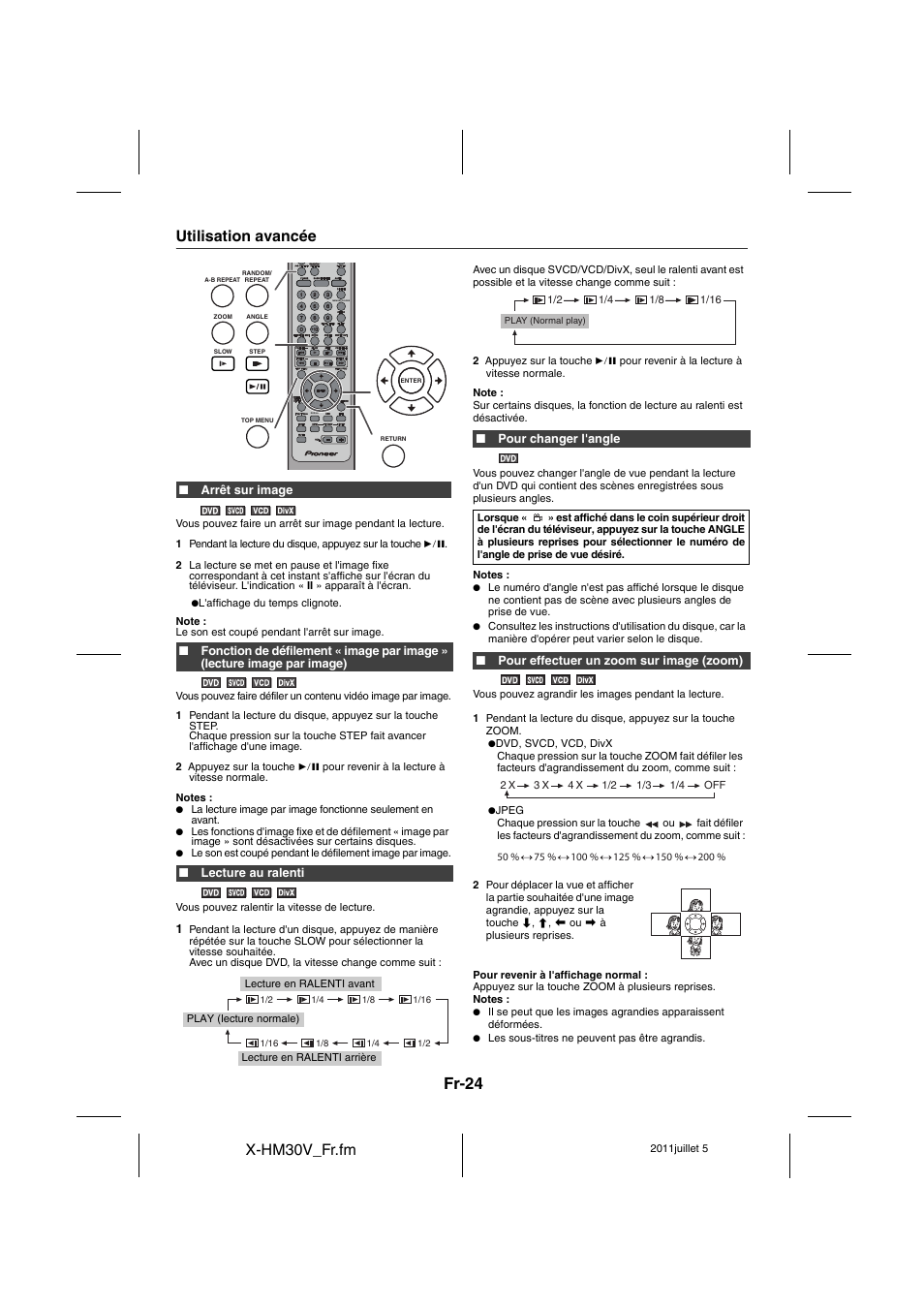 Utilisation avancée - 26, Fr-24, X-hm30v_fr.fm | Utilisation avancée | Pioneer X-HM30V-S User Manual | Page 68 / 268