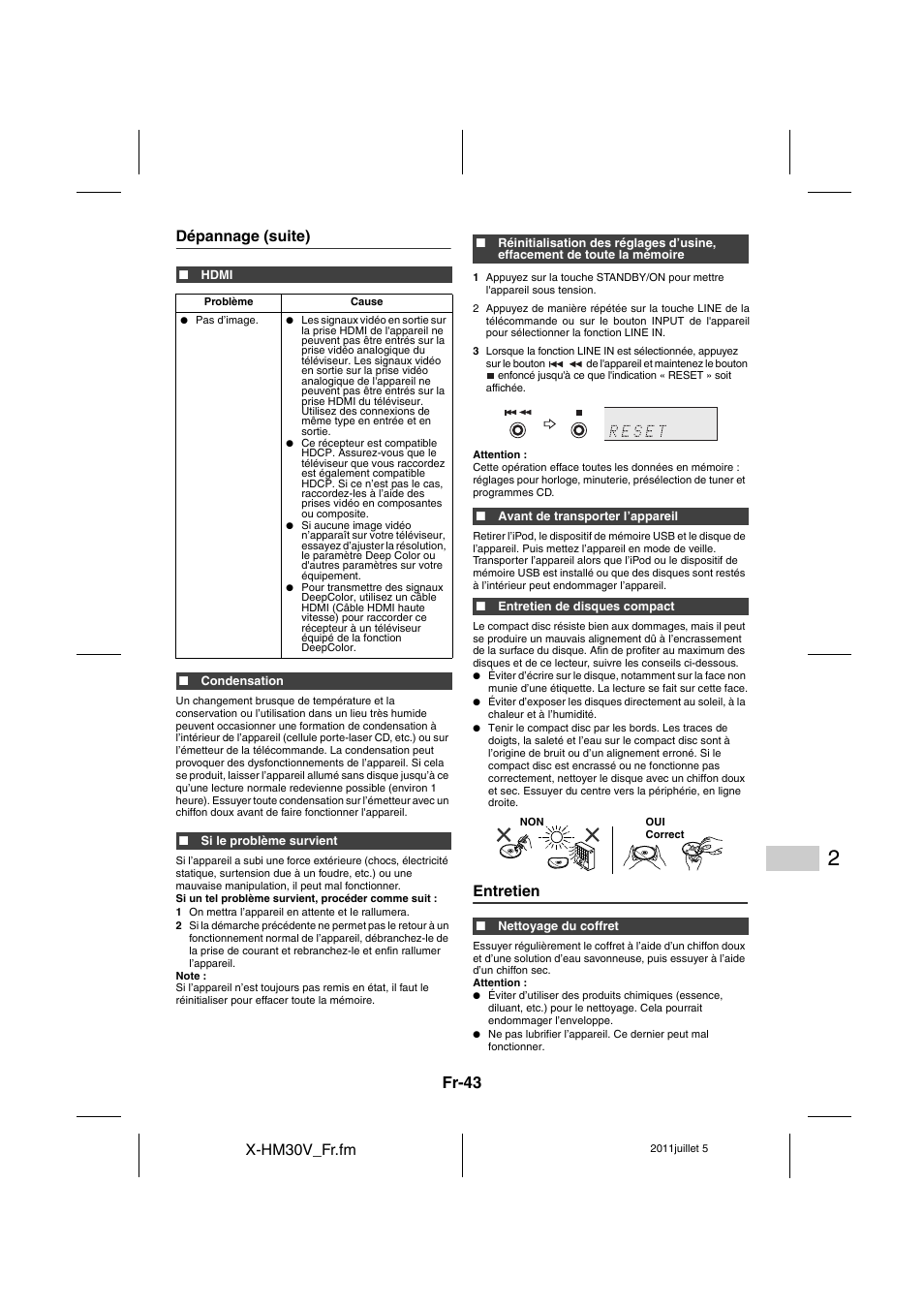 Entretien, Fr-43 | Pioneer X-HM30V-S User Manual | Page 87 / 268