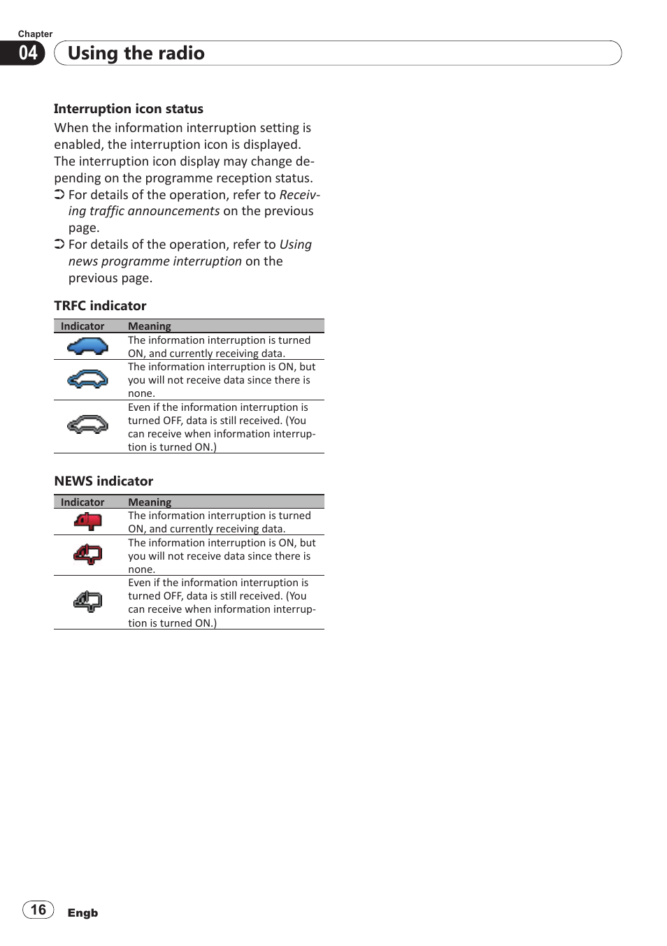 Using the radio | Pioneer SPH-DA100 User Manual | Page 16 / 54