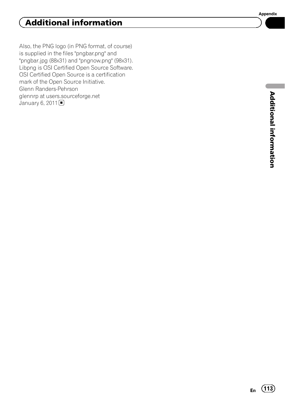 Additional information | Pioneer AVH-P8400BT User Manual | Page 113 / 120