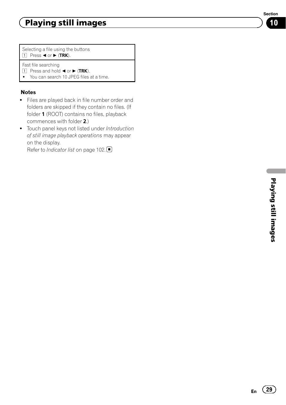 Playing still images | Pioneer AVH-P8400BT User Manual | Page 29 / 120