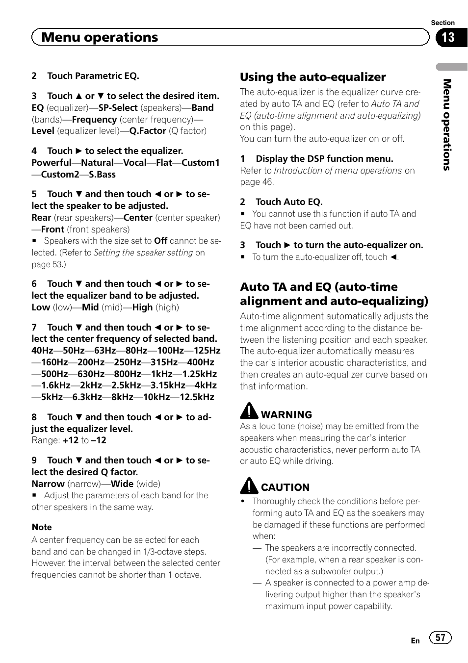 Menu operations, Using the auto-equalizer | Pioneer AVH-P8400BT User Manual | Page 57 / 120