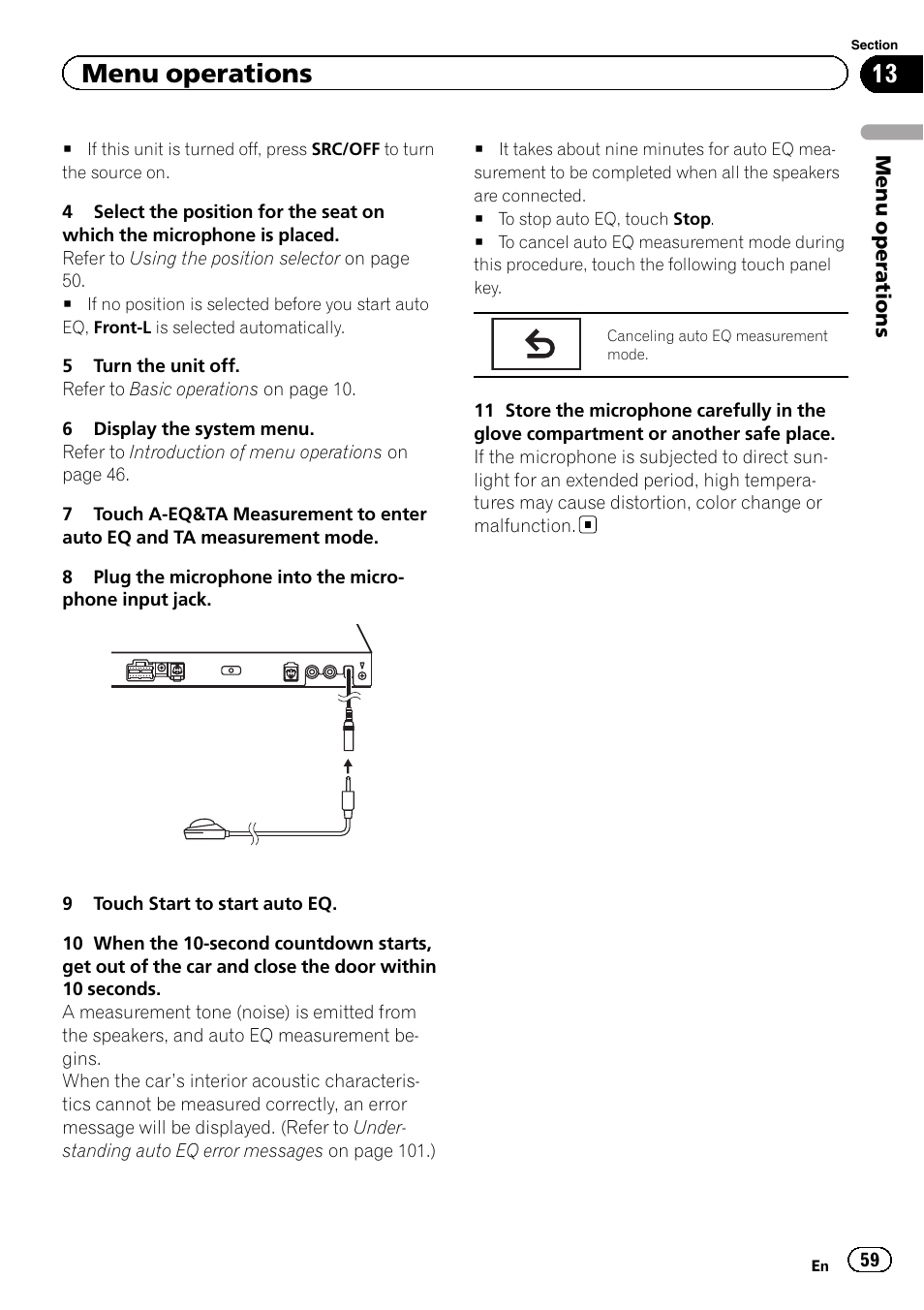Menu operations | Pioneer AVH-P8400BT User Manual | Page 59 / 120