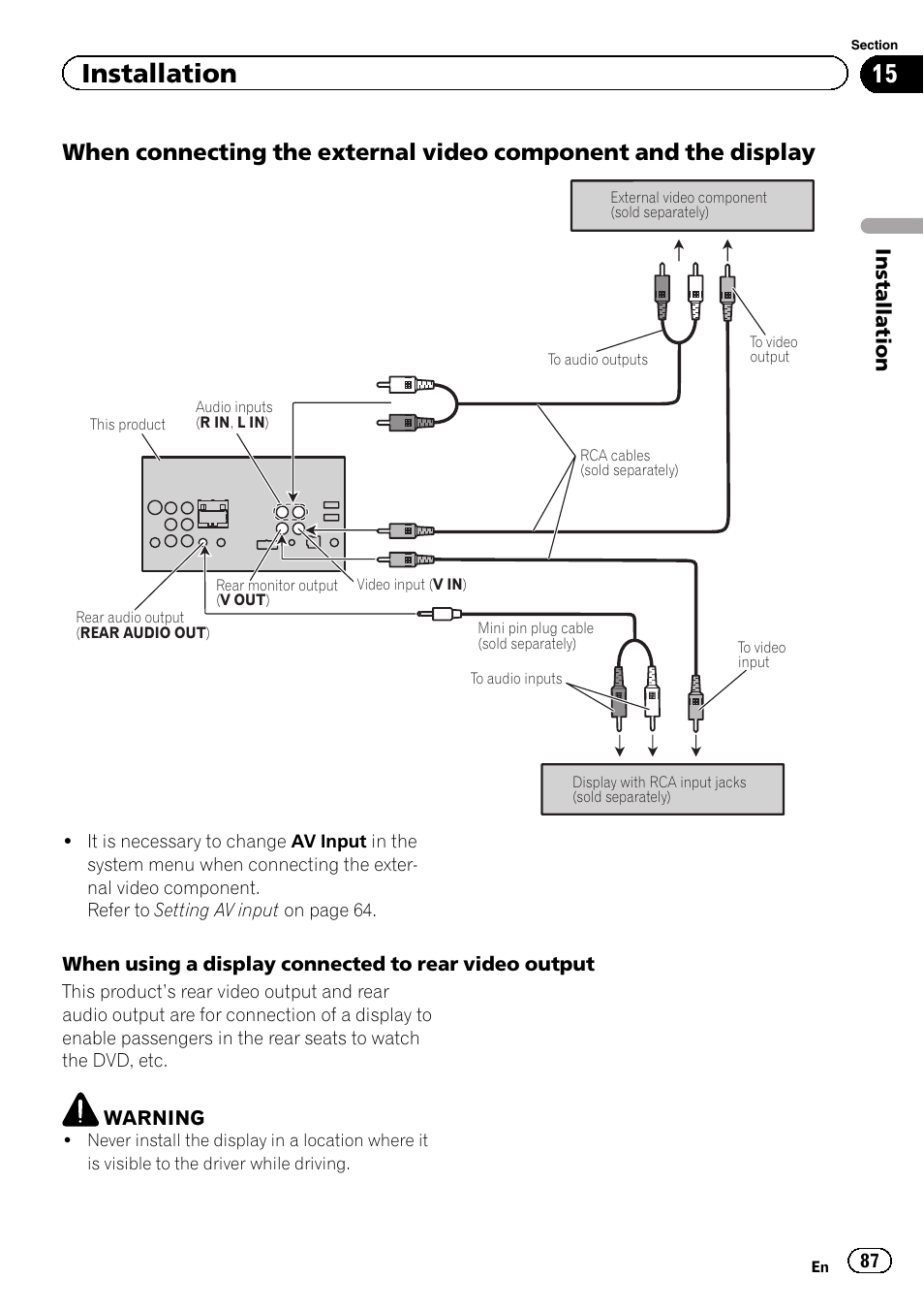 Installation | Pioneer AVH-P8400BT User Manual | Page 87 / 120