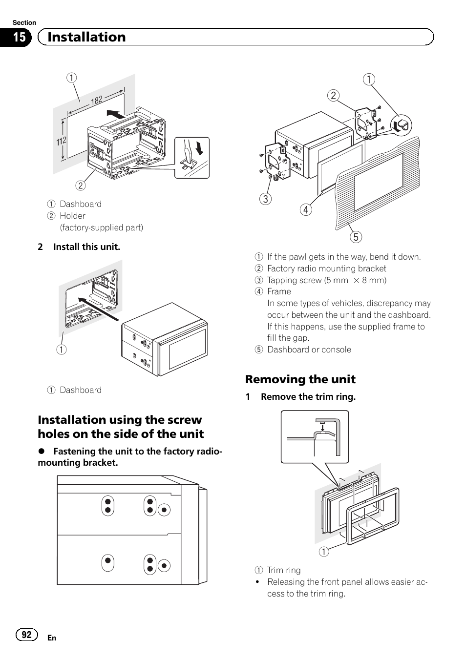 15 installation | Pioneer AVH-P8400BT User Manual | Page 92 / 120