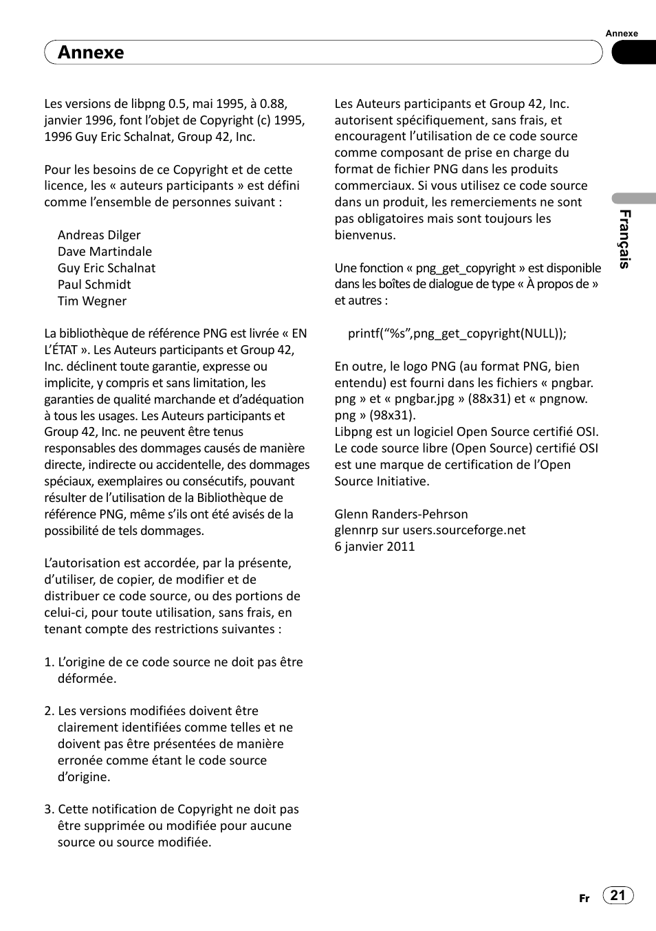 Annexe | Pioneer SPH-DA100 User Manual | Page 21 / 76