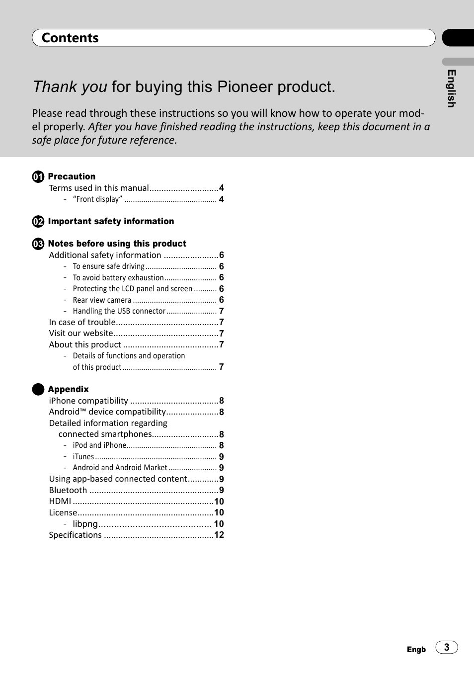 Pioneer SPH-DA100 User Manual | Page 3 / 76