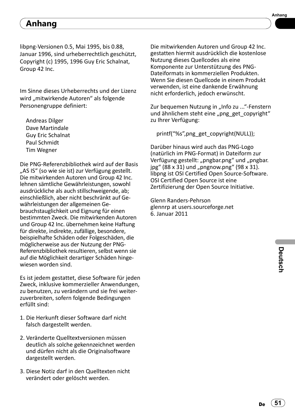 Anhang | Pioneer SPH-DA100 User Manual | Page 51 / 76