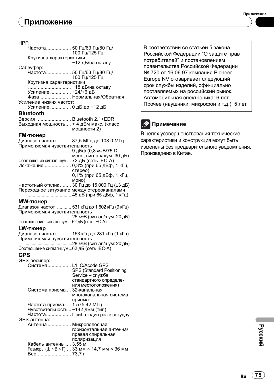 Приложение | Pioneer SPH-DA100 User Manual | Page 75 / 76