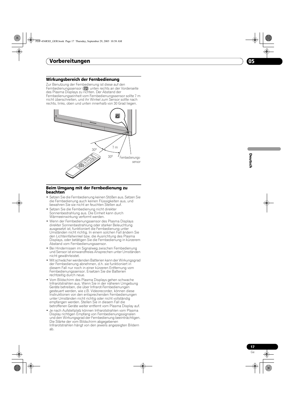 Vorbereitungen 05 | Pioneer PDP-436RXE User Manual | Page 105 / 134