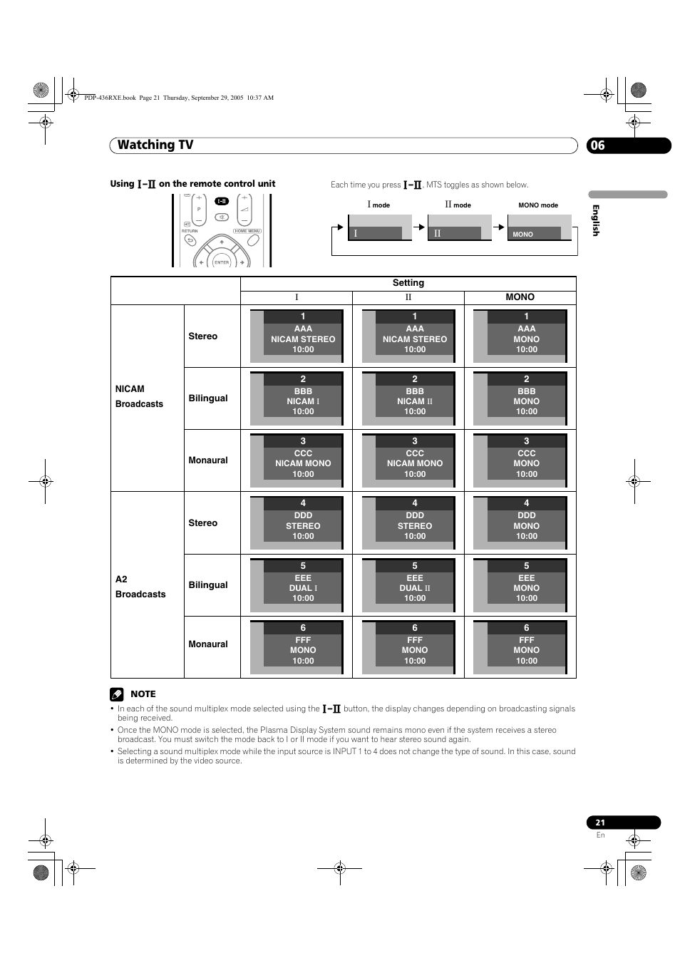 Watching tv 06 | Pioneer PDP-436RXE User Manual | Page 21 / 134