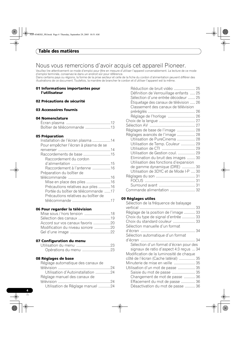 Mode d’emploi | Pioneer PDP-436RXE User Manual | Page 48 / 134