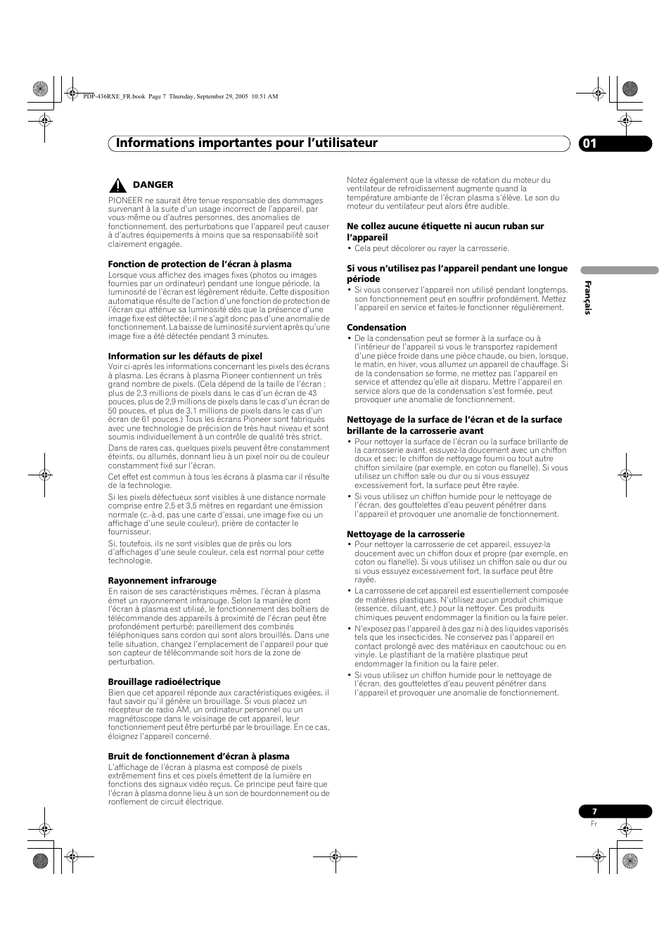 Informations importantes pour l’utilisateur 01 | Pioneer PDP-436RXE User Manual | Page 51 / 134