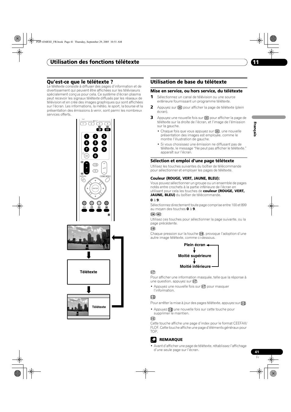 11 utilisation des fonctions télétexte, Utilisation des fonctions télétexte 11, Utilisation des fonctions télétexte | Qu’est-ce que le télétexte, Utilisation de base du télétexte | Pioneer PDP-436RXE User Manual | Page 85 / 134