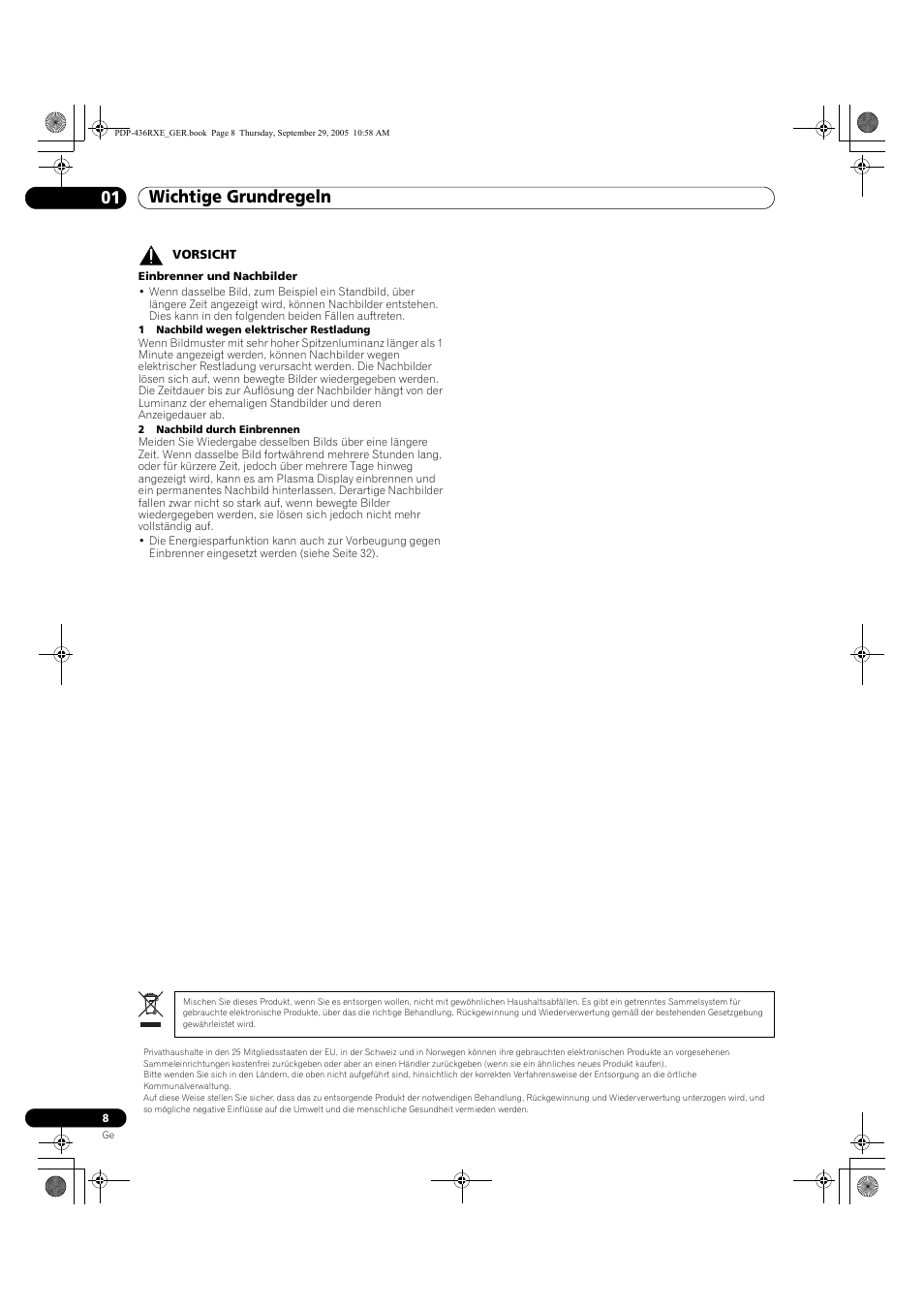 Wichtige grundregeln 01 | Pioneer PDP-436RXE User Manual | Page 96 / 134