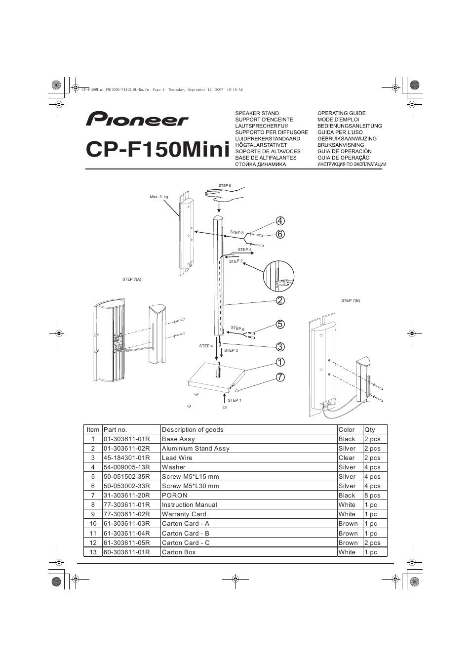 Pioneer CP-F150mini User Manual | 2 pages