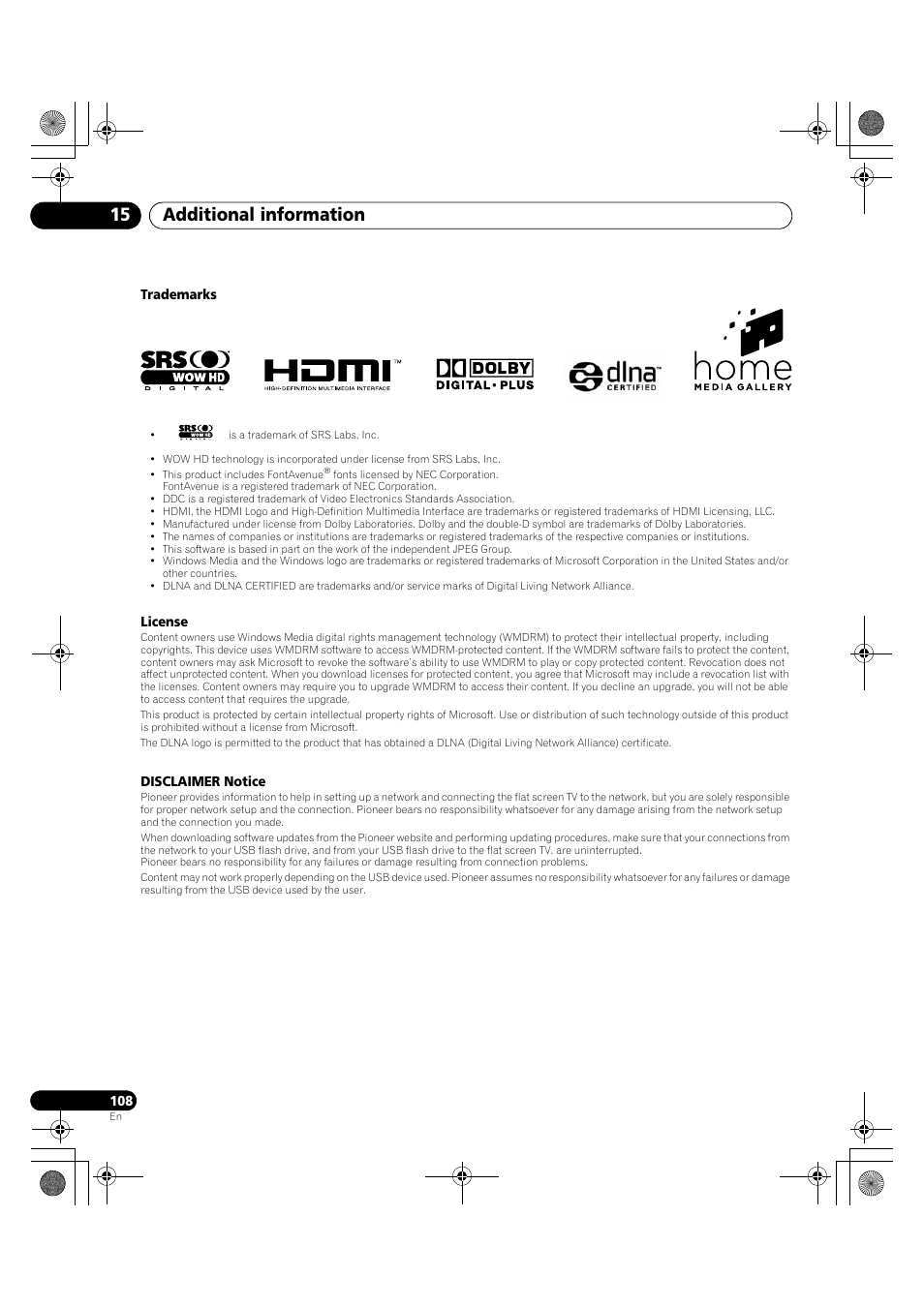 Additional information 15 | Pioneer PDP-LX5090H User Manual | Page 108 / 339
