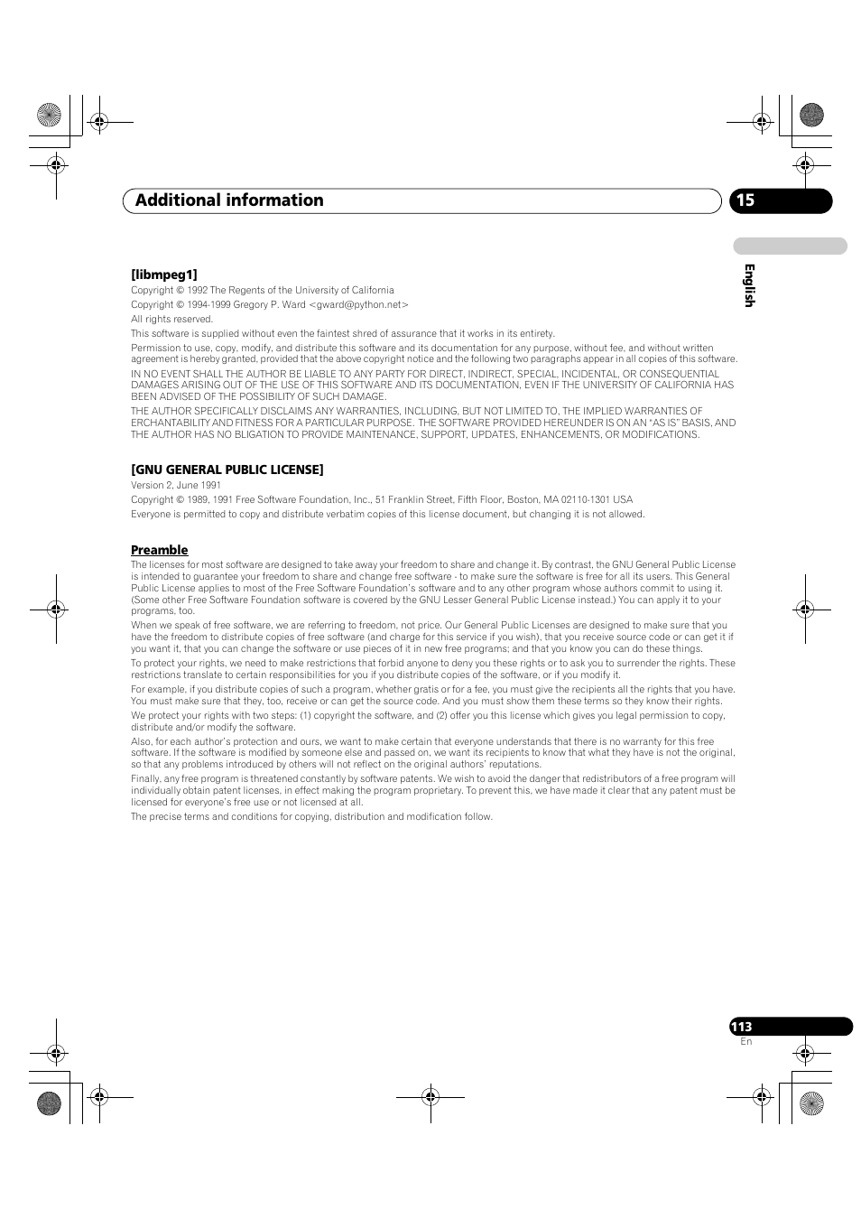 Additional information 15 | Pioneer PDP-LX5090H User Manual | Page 113 / 339