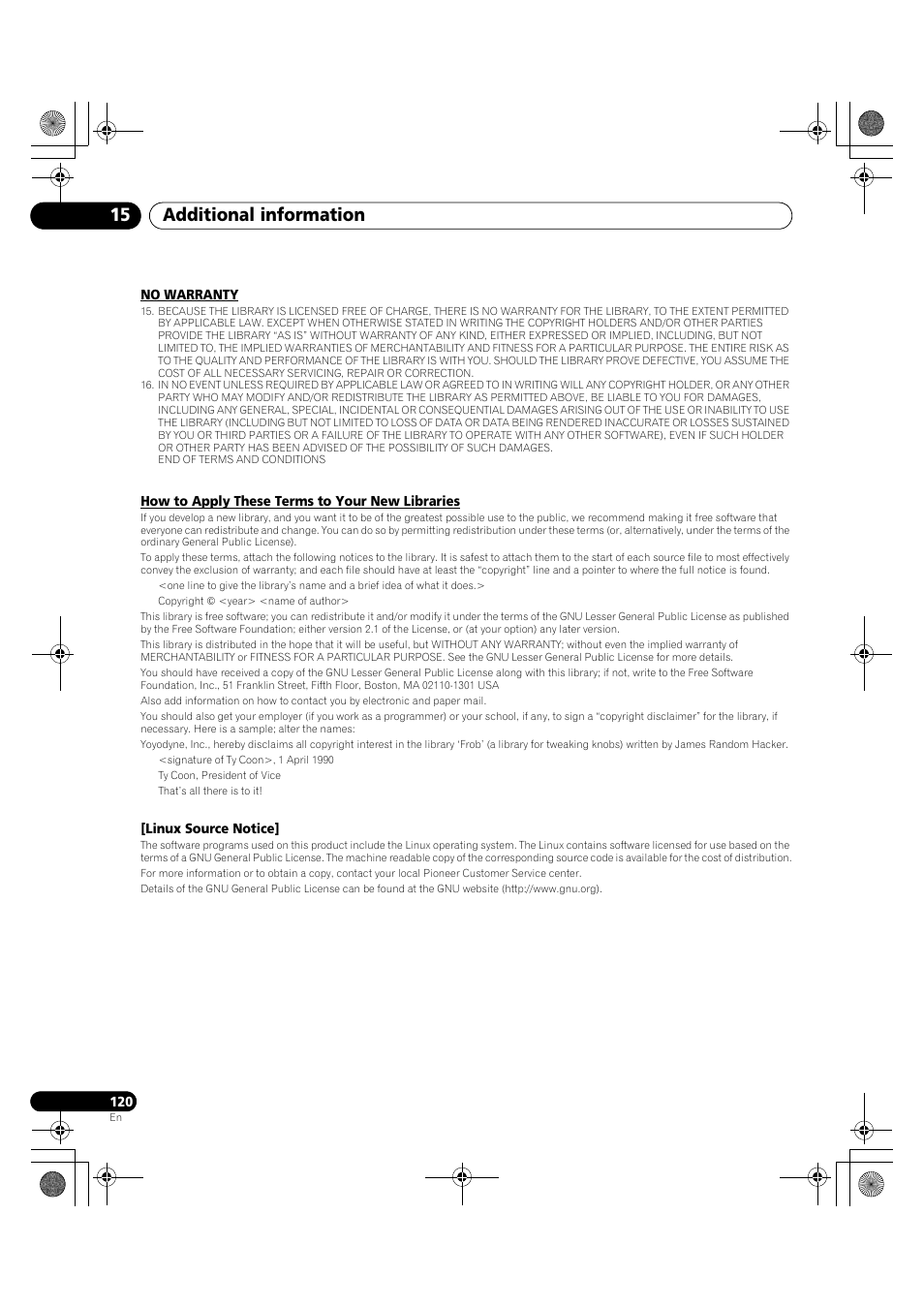 Additional information 15 | Pioneer PDP-LX5090H User Manual | Page 120 / 339