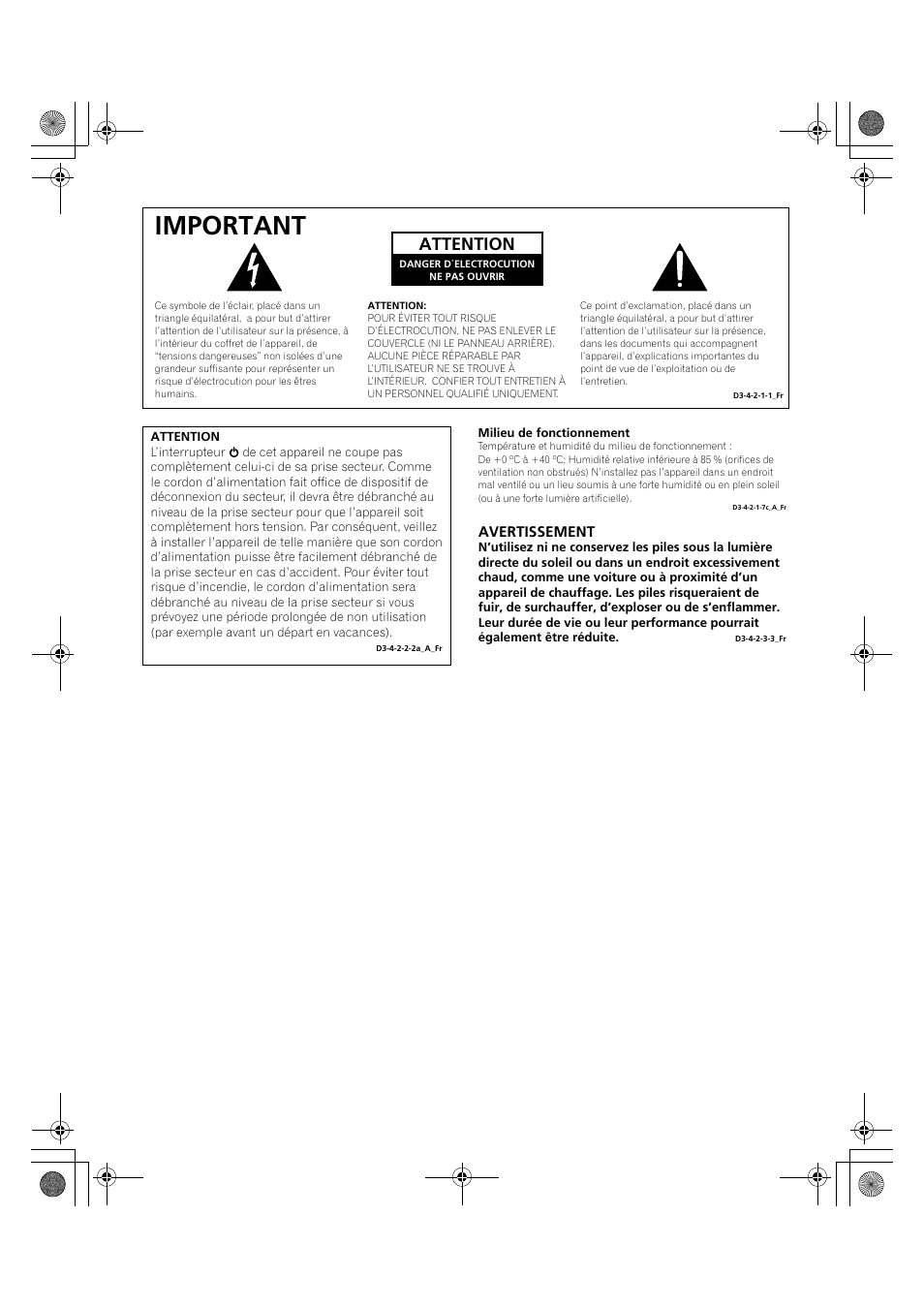 Important, Attention | Pioneer PDP-LX5090H User Manual | Page 124 / 339