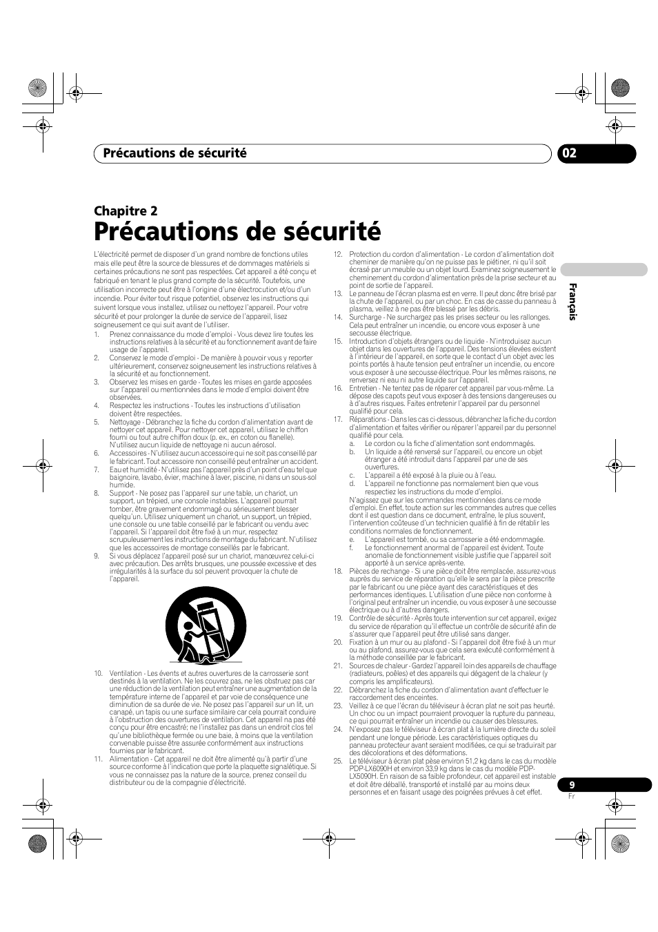 02 précautions de sécurité, Précautions de sécurité, Précautions de sécurité 02 | Chapitre 2 | Pioneer PDP-LX5090H User Manual | Page 131 / 339