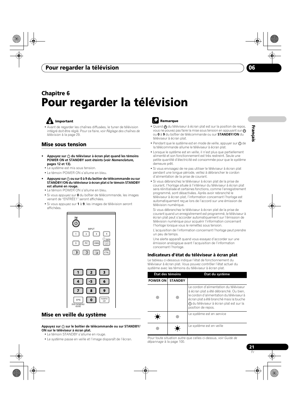 06 pour regarder la télévision, Mise sous tension mise en veille du système, Pour regarder la télévision | Pour regarder la télévision 06, Chapitre 6, Mise sous tension, Mise en veille du système | Pioneer PDP-LX5090H User Manual | Page 143 / 339