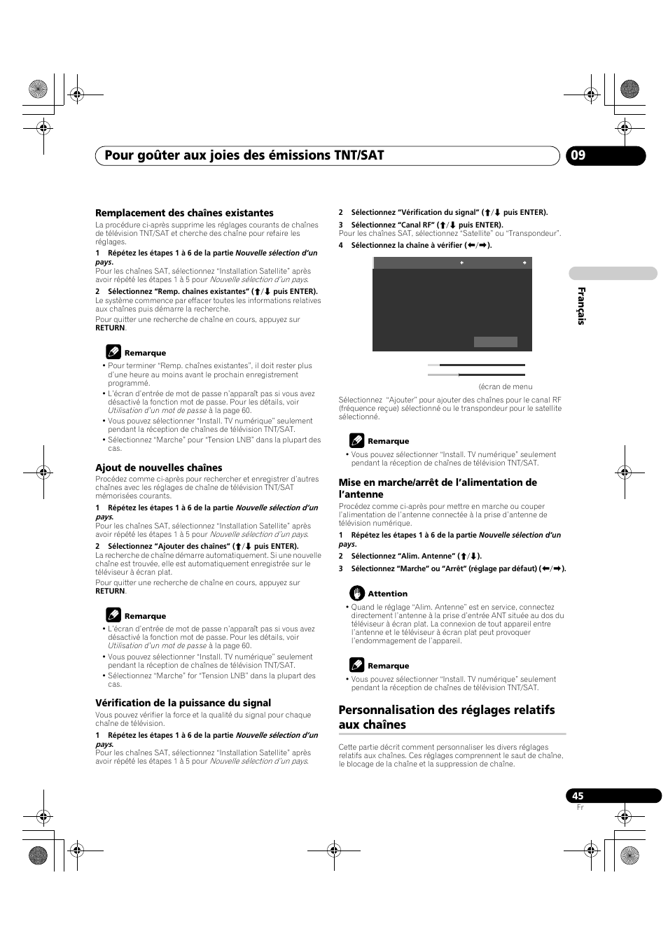 Personnalisation des réglages relatifs, Aux chaînes, Voir | Personnalisation des réglages, Pour goûter aux joies des émissions tnt/sat 09, Personnalisation des réglages relatifs aux chaînes | Pioneer PDP-LX5090H User Manual | Page 167 / 339