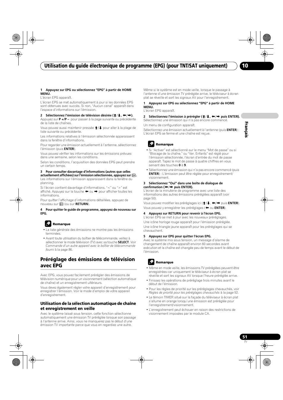 Préréglage des émissions de, Télévision avec epg, Préréglage des émissions de télévision avec epg | Pioneer PDP-LX5090H User Manual | Page 173 / 339