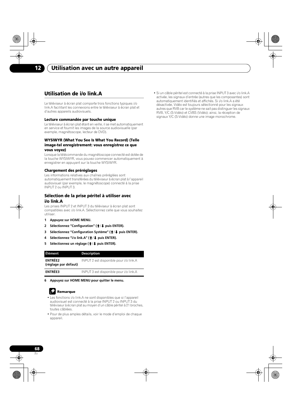Utilisation de i/o link.a, Utilisation avec un autre appareil 12 | Pioneer PDP-LX5090H User Manual | Page 190 / 339