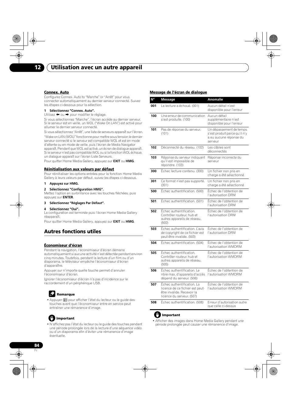 Autres fonctions utiles, Utilisation avec un autre appareil 12 | Pioneer PDP-LX5090H User Manual | Page 206 / 339