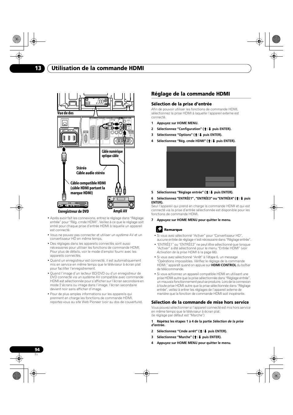 Réglage de la commande hdmi, Utilisation de la commande hdmi 13 | Pioneer PDP-LX5090H User Manual | Page 216 / 339