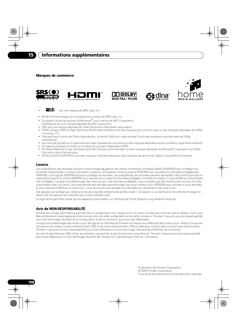 Informations supplémentaires 15 | Pioneer PDP-LX5090H User Manual | Page 230 / 339
