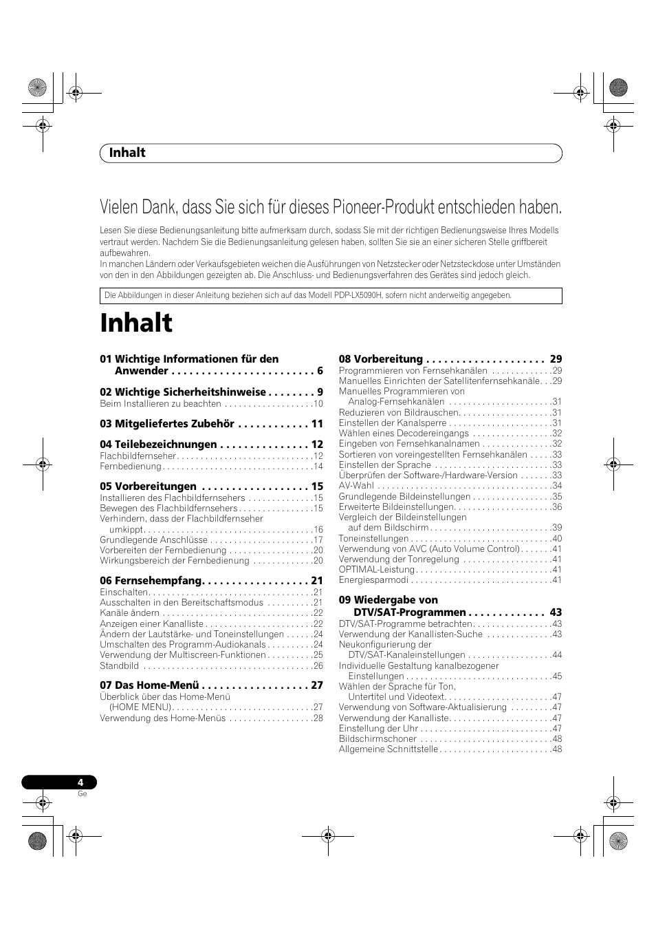 Inhalt | Pioneer PDP-LX5090H User Manual | Page 234 / 339