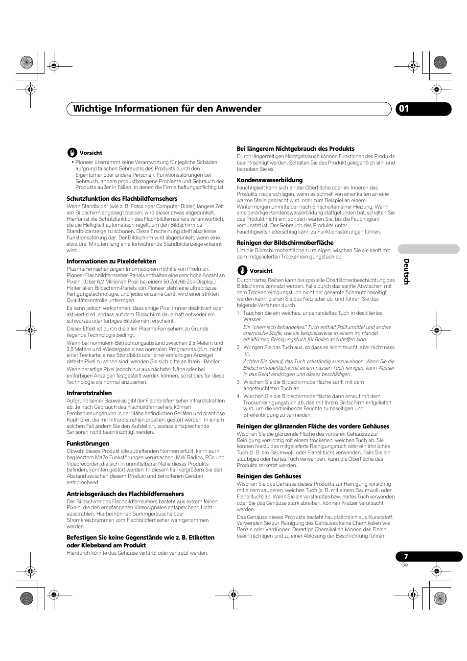 Wichtige informationen für den anwender 01 | Pioneer PDP-LX5090H User Manual | Page 237 / 339