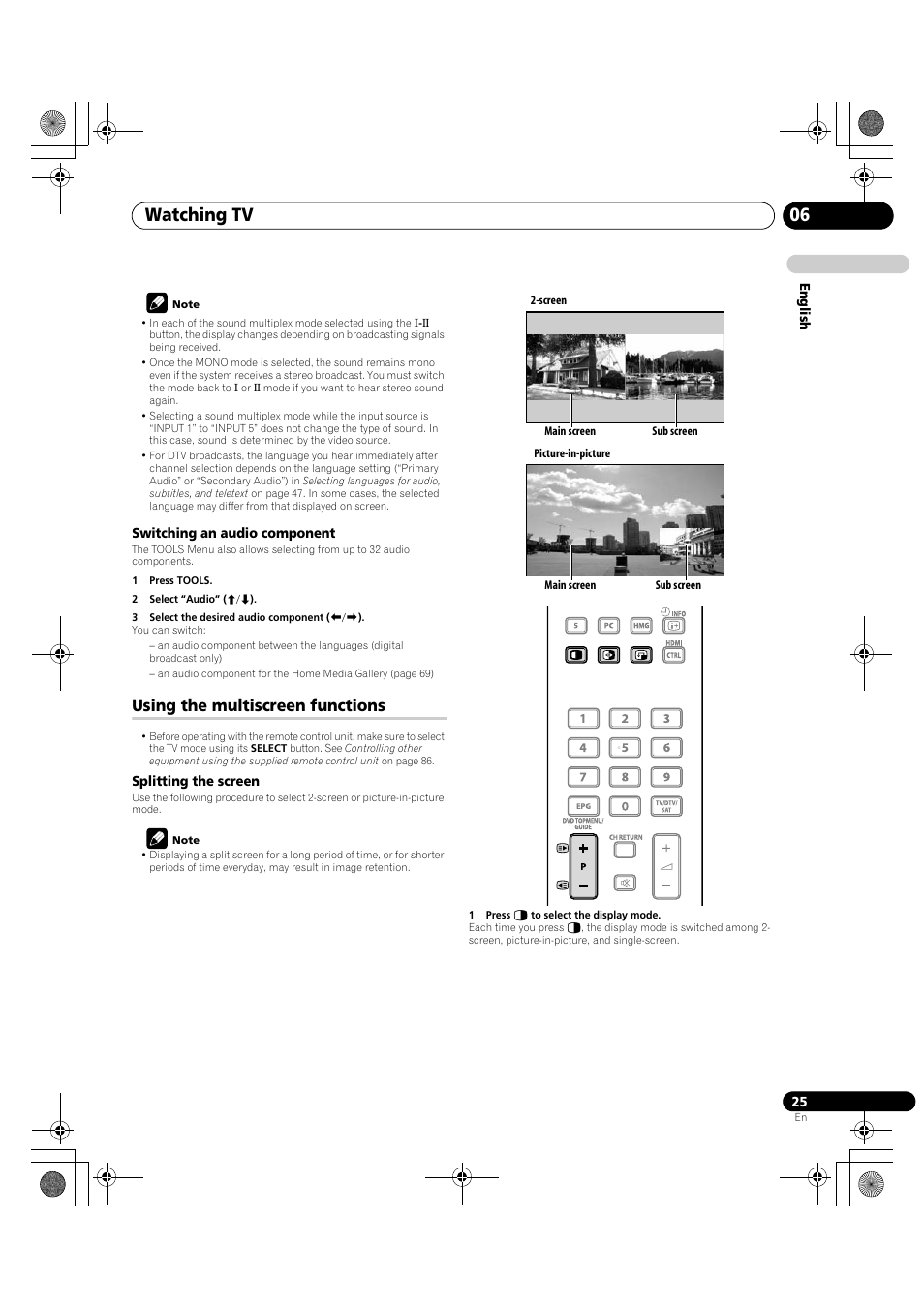 Using the multiscreen functions, Watching tv 06 | Pioneer PDP-LX5090H User Manual | Page 25 / 339