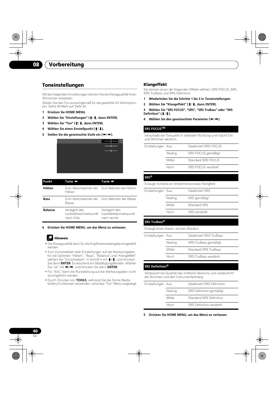 Toneinstellungen, Vorbereitung 08 | Pioneer PDP-LX5090H User Manual | Page 270 / 339