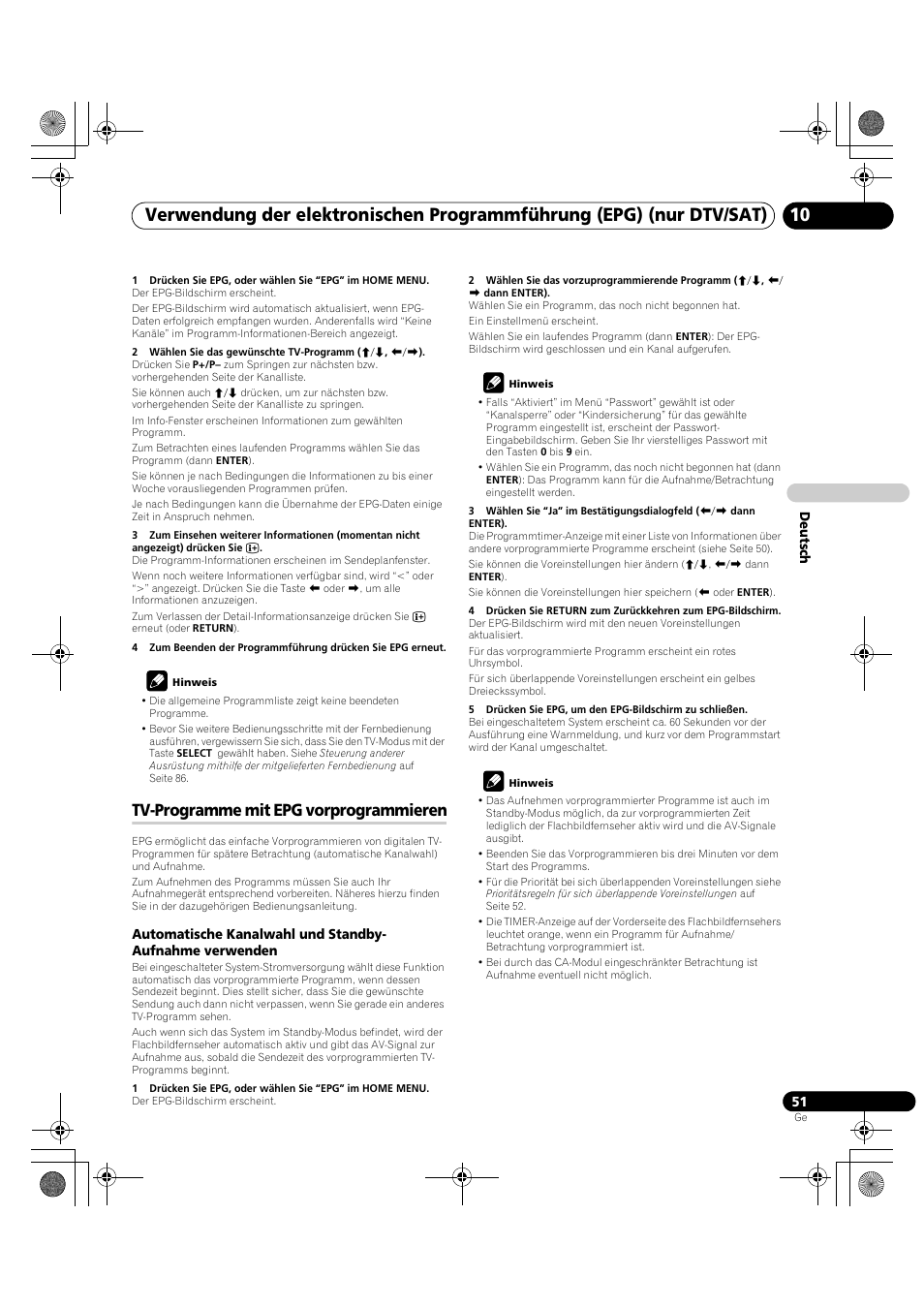Tv-programme mit epg vorprogrammieren | Pioneer PDP-LX5090H User Manual | Page 281 / 339