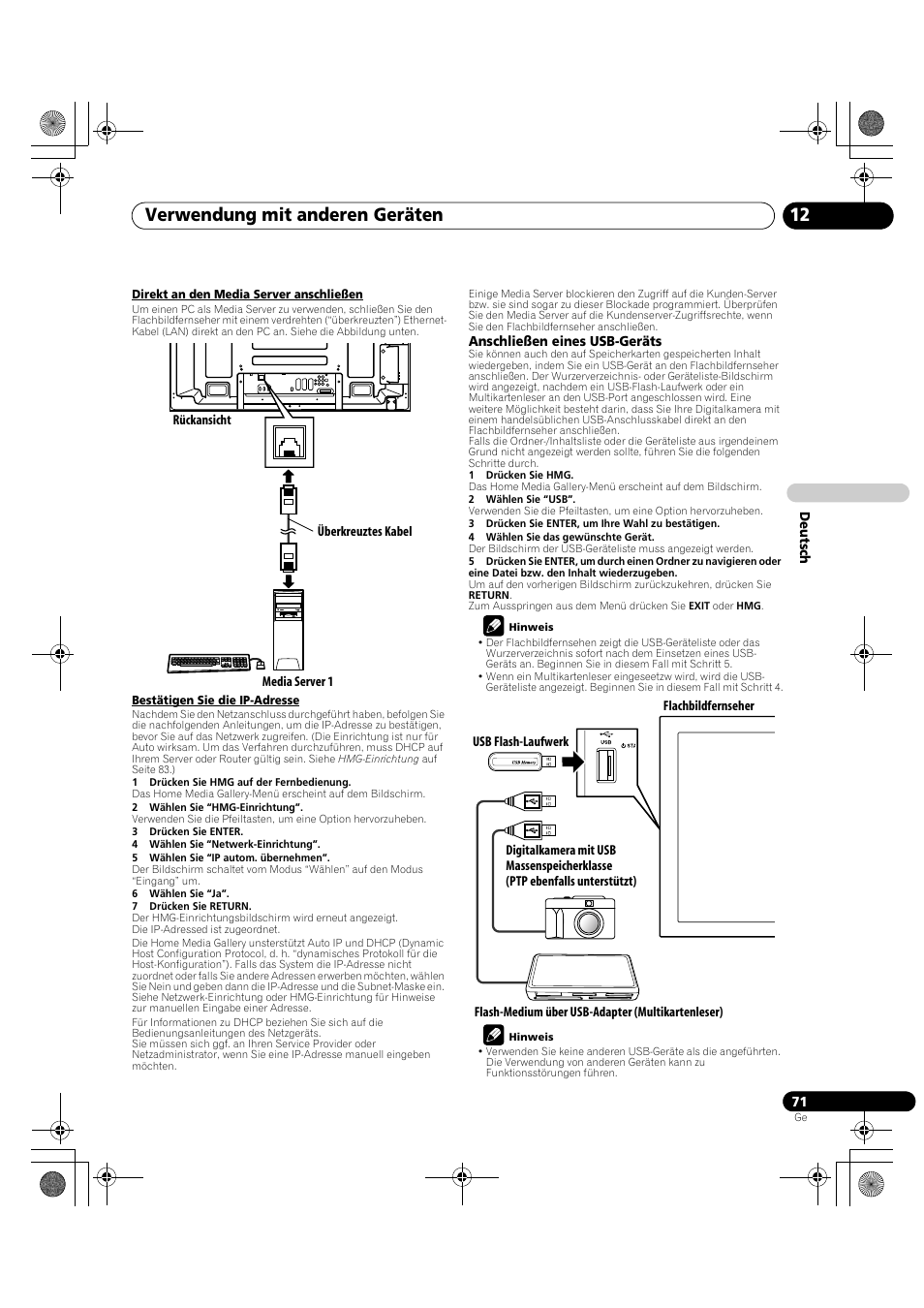 Verwendung mit anderen geräten 12 | Pioneer PDP-LX5090H User Manual | Page 301 / 339