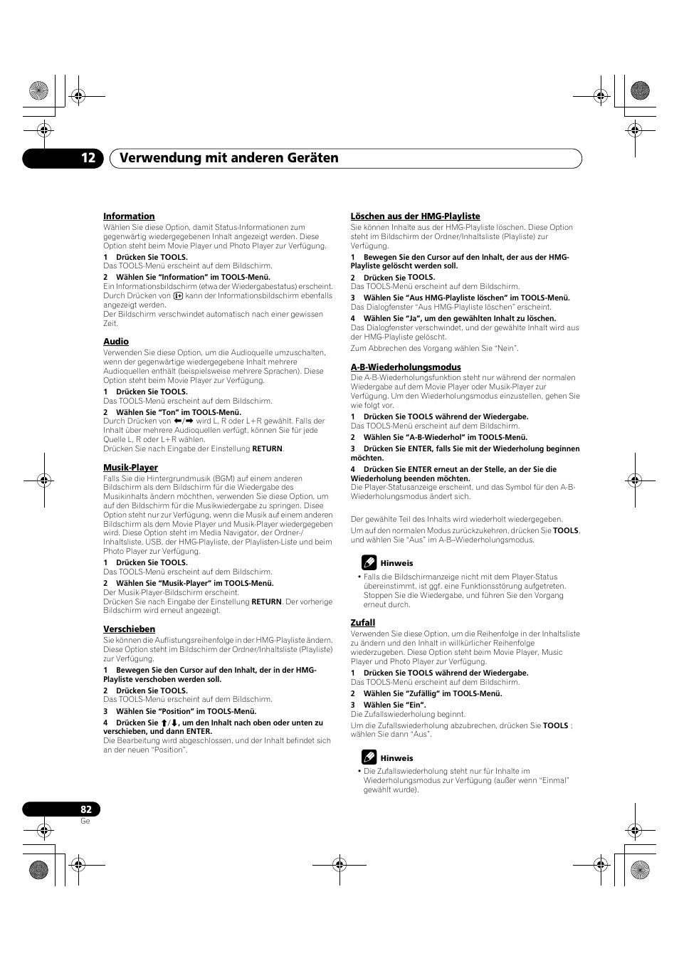 Verwendung mit anderen geräten 12 | Pioneer PDP-LX5090H User Manual | Page 312 / 339