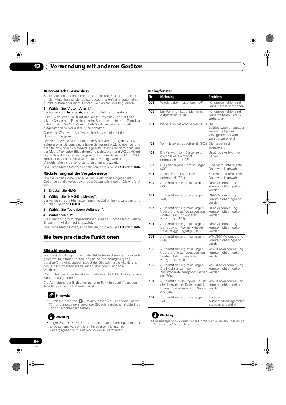 Weitere praktische funktionen, Verwendung mit anderen geräten 12 | Pioneer PDP-LX5090H User Manual | Page 314 / 339