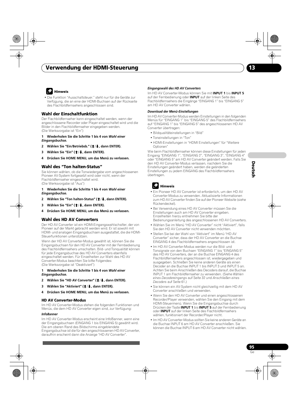 Verwendung der hdmi-steuerung 13 | Pioneer PDP-LX5090H User Manual | Page 325 / 339