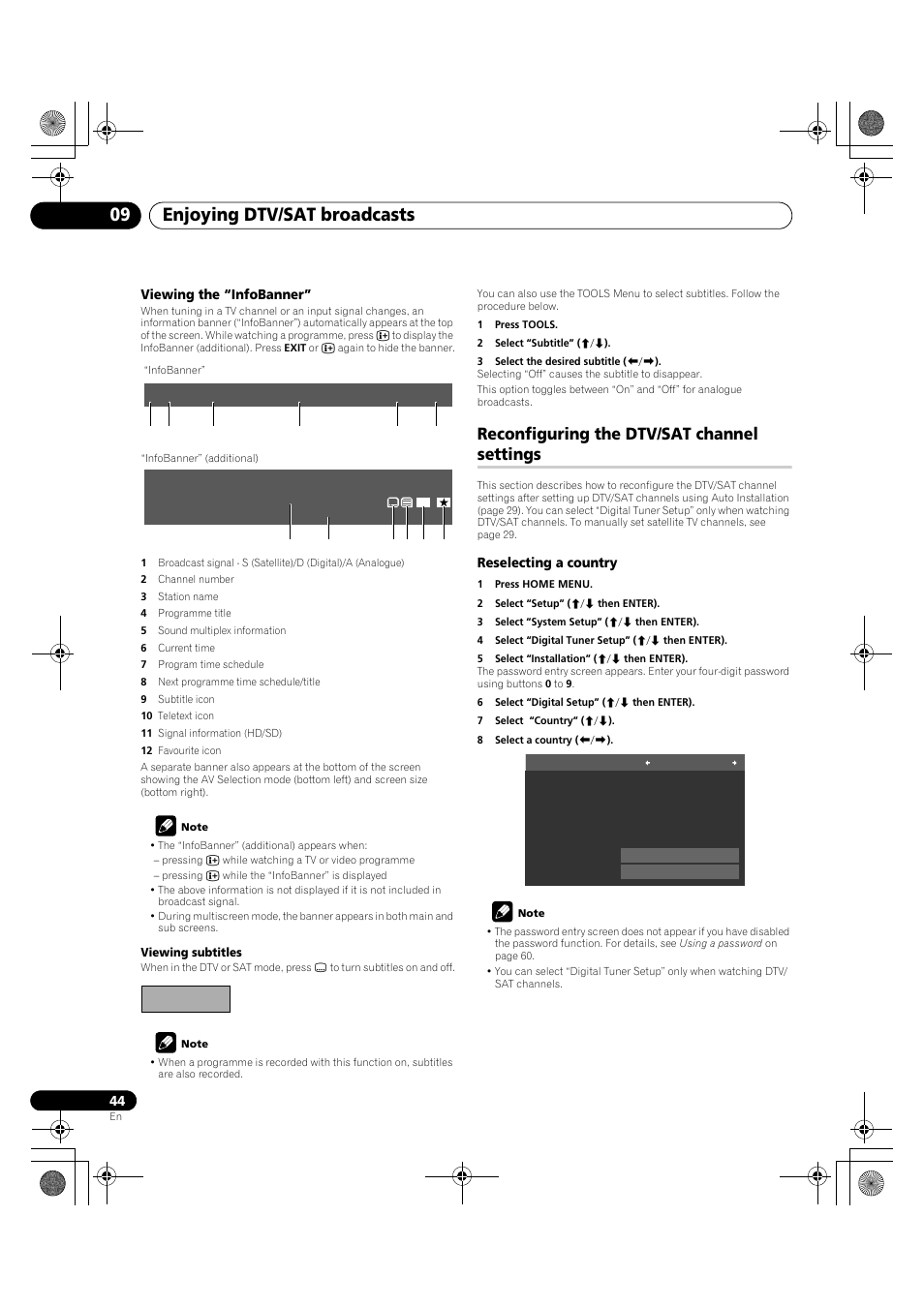 Reconfiguring the dtv/sat channel settings, Enjoying dtv/sat broadcasts 09 | Pioneer PDP-LX5090H User Manual | Page 44 / 339